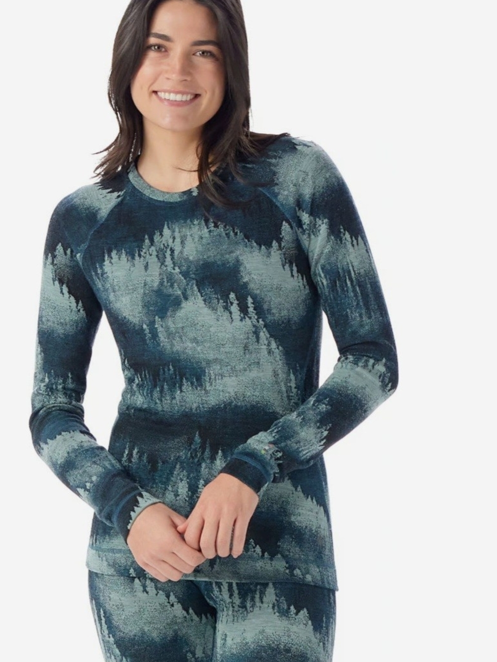 Smartwool Womens Classic Thermal Merino Base Layer Crew Shirt Small Foggy Pines